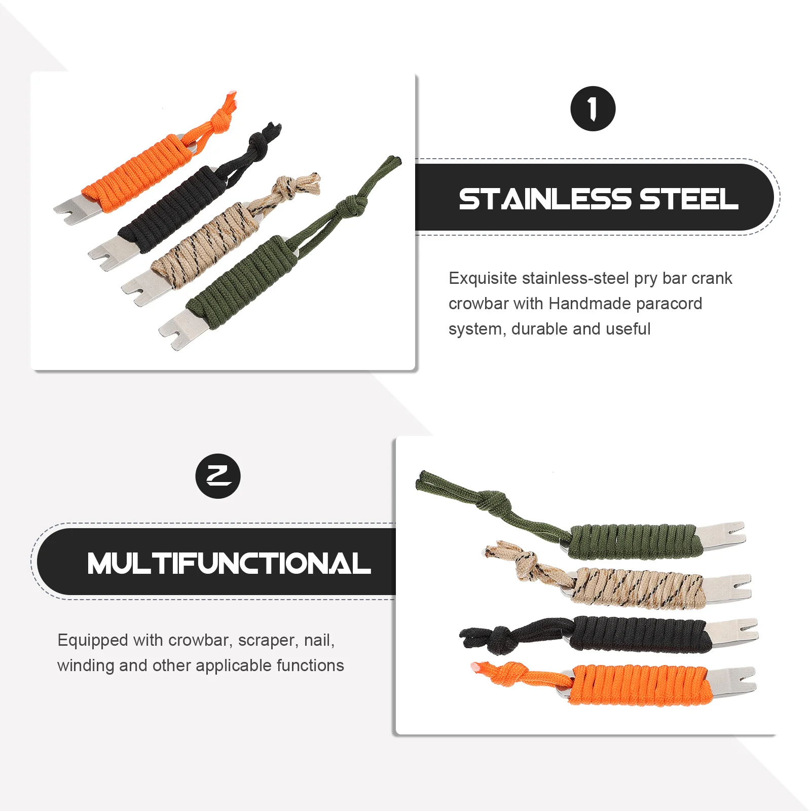 

4Pcs Stainless Steel Crowbars Nail Pullers Scraper Multifuntion Outdoor Camping Hiking Accessories Multifunctional Crowbars