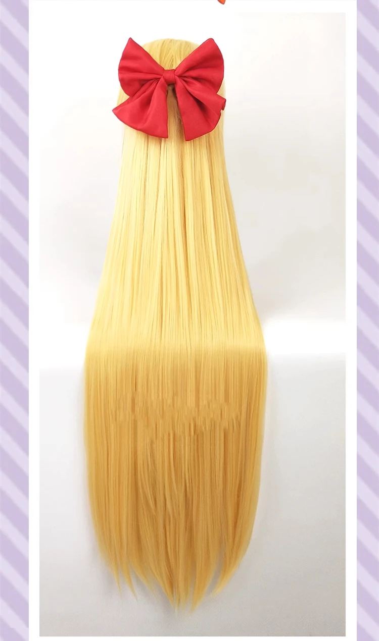 Peluca de Cosplay de Anime Aino Minako Sailor Venus, accesorios de disfraz, peluca dorada larga, lazo para elegir para juego de fiesta, nuevo