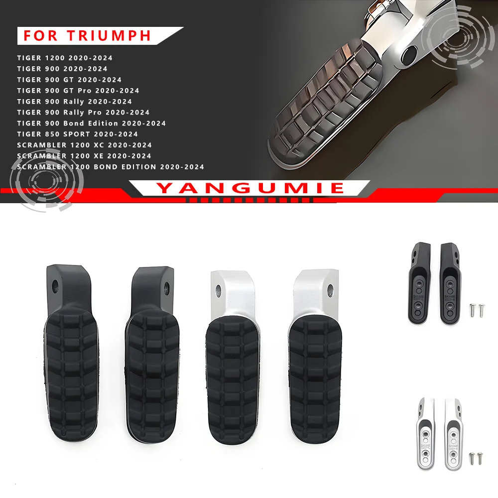 Rear passenger footrests, suitable for Triumph Tiger 850 Sport, 900 GT, GT Pro, check details for applicable motorcycle years