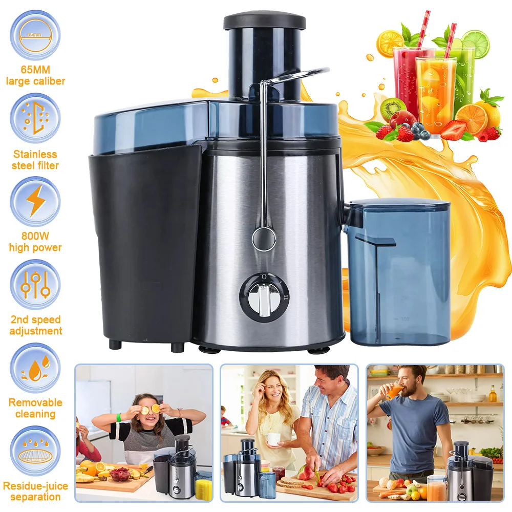 

800w Stainless Steel Juicer Centrifugal Household Large Caliber Electric Juice Machine Residue Separation Vegetable Fruit Juicer