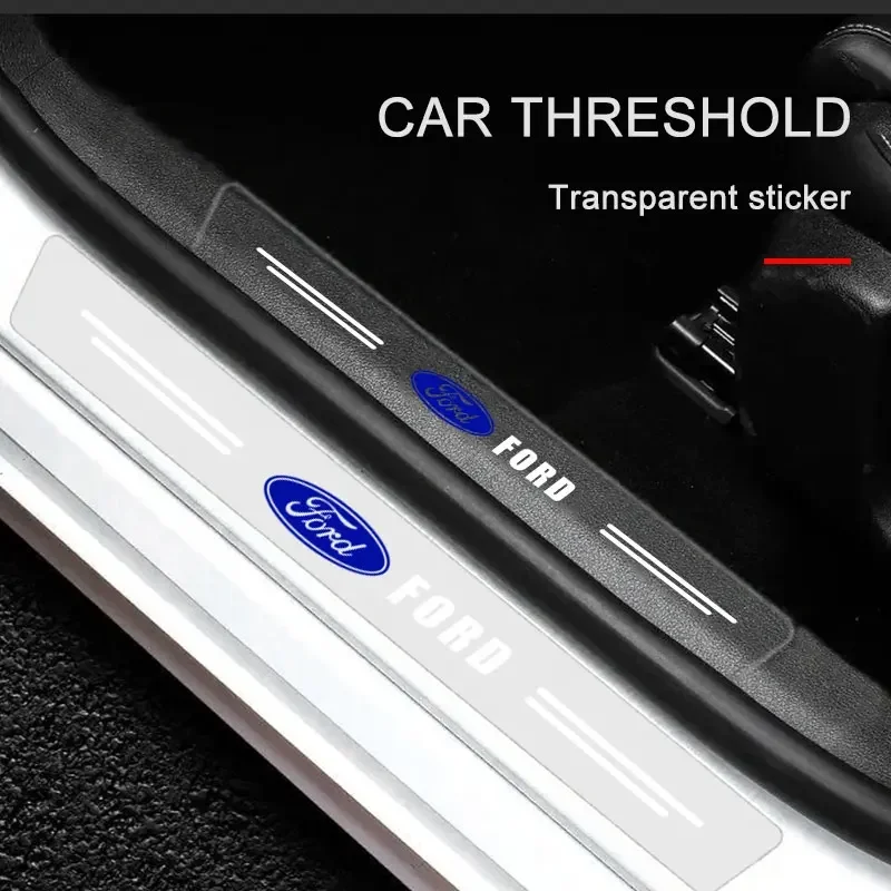 4Pcs Car Threshold Strip Transparent Sticker Decorative Badge For Ford Fiesta MK7 Mondeo MK4 ST Focus MK1 MK2 MK3 Focus 2 3 4