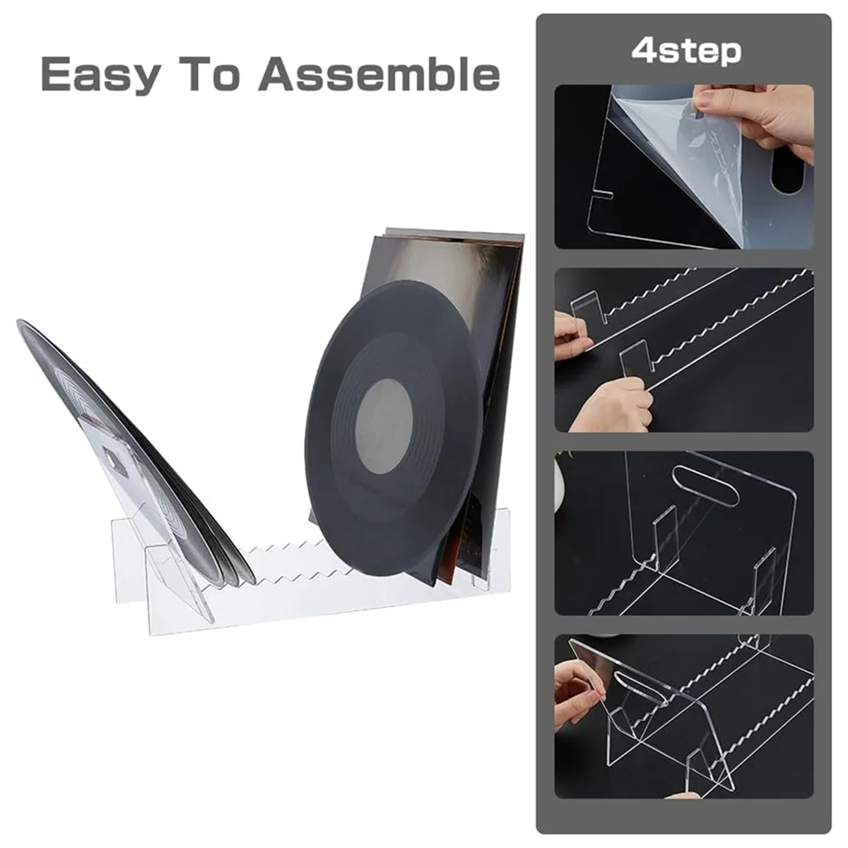 Vinyl Record Storage Holder for 12 Inch 10 Inch LP Album, Acrylic Record Display Stand