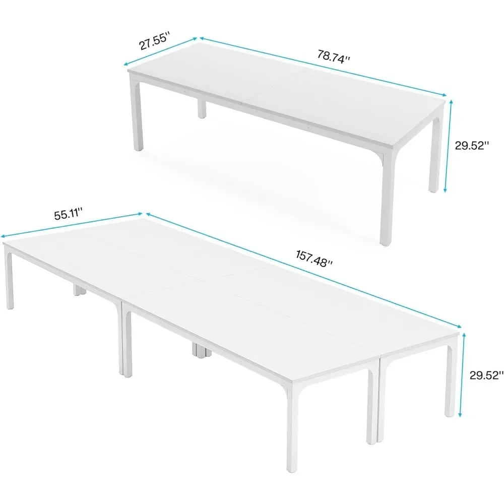 78.74-Inch Conference Table Set of 4,Large Rectangle Meeting Seminar Table Set for 12-16 Person,Long Business Tables(Only Table)