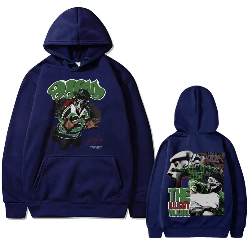 Sudadera con capucha de rapero Mfdoom Madvillainy The Illest villanos con estampado de doble cara para hombre, sudaderas holgadas de Hip Hop, sudaderas de algodón de lana para hombre