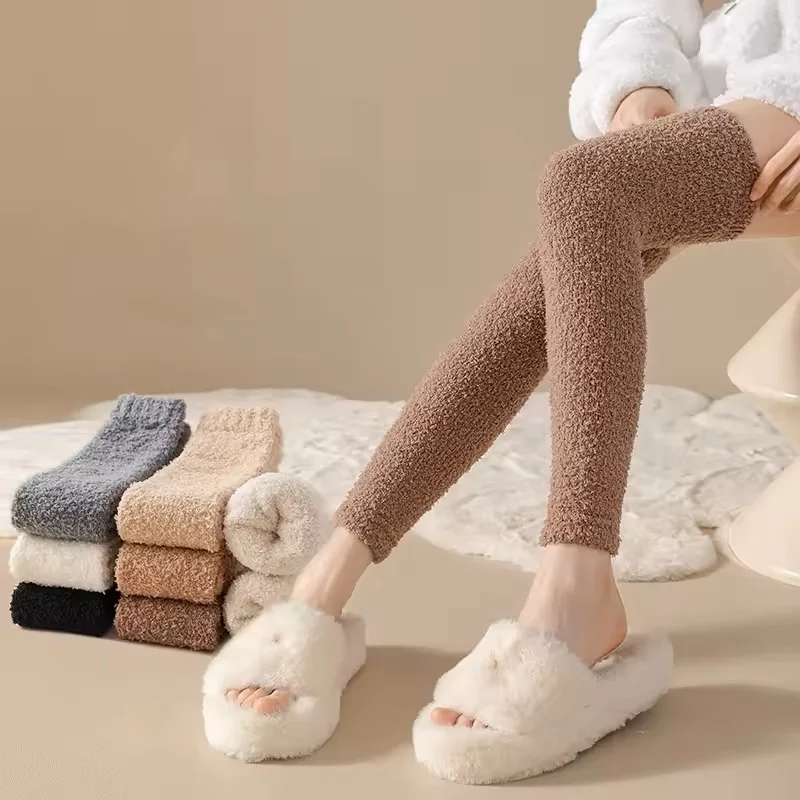 1Pair Women Cozy Over-the-Knee Thermal Leg Warmers Soft Comfortable Casual Long Socks Solid Color High Quality Fashion Male Sock