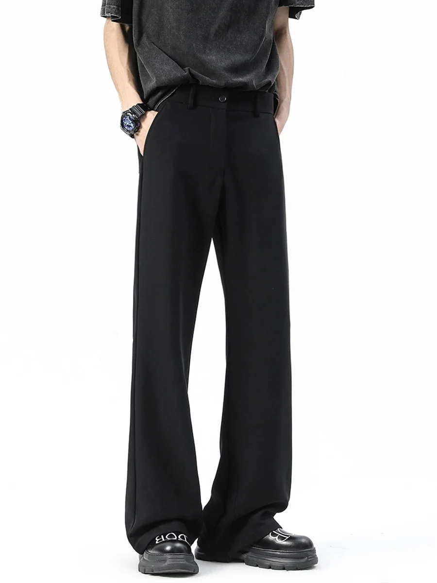 

Bla Men's Straight Leg Drapey West Pants High Street Sle Cleanfit Casual Trousers Polyester Fabric mid Waist Fit