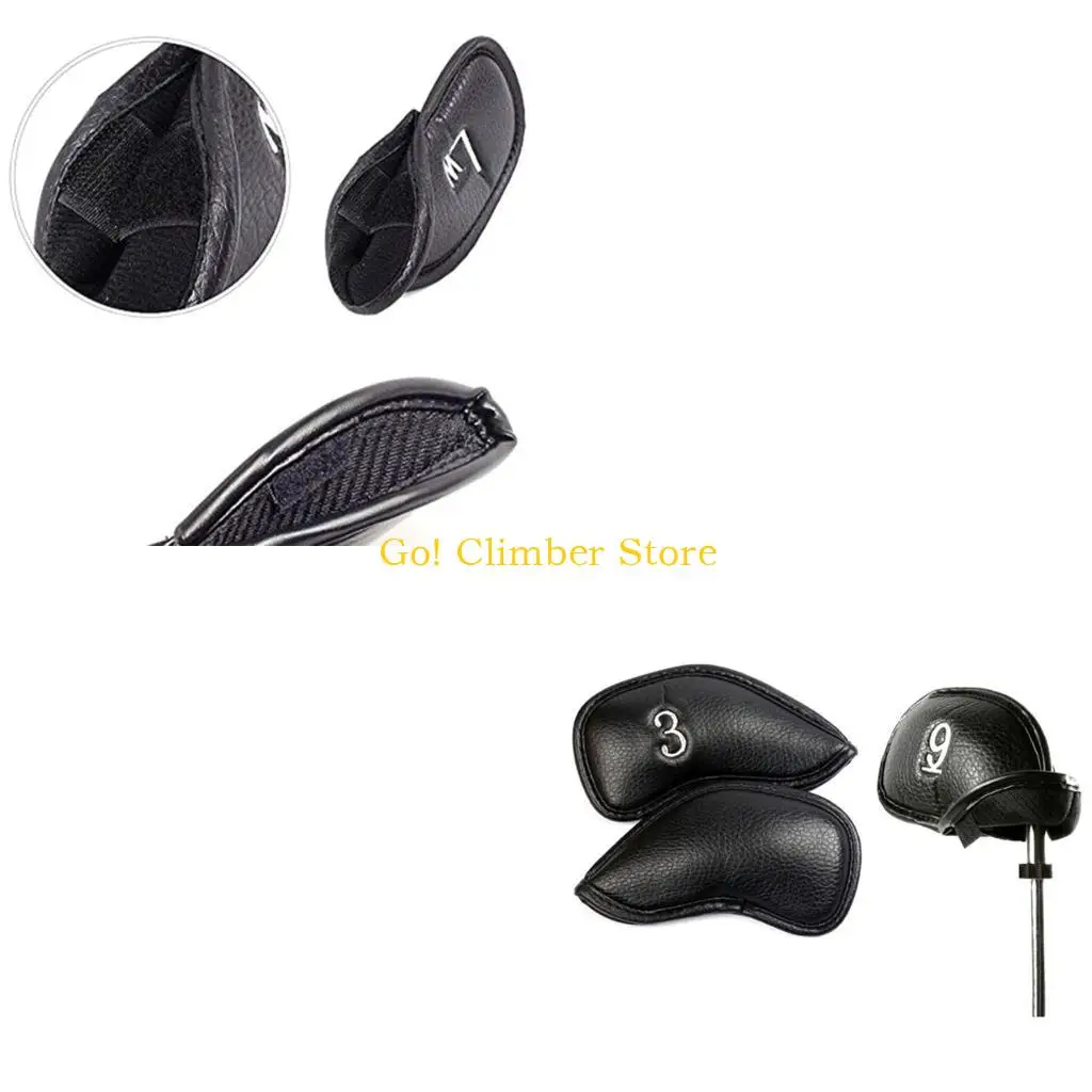 Q84C 12 قطعة جولف الحديد رئيس الغطاء الواقي بولي Leather الجلود مقاوم للماء جولف غطاء رأس الحديد جولف اكسسوارات هدايا للاعبي #1