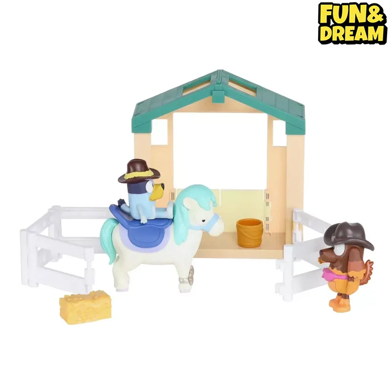 Bluey Play House Toy Pony Equestrian Set Includes Two Dolls Birthday Gifts Kids Play Home Toys For Playing With Stables