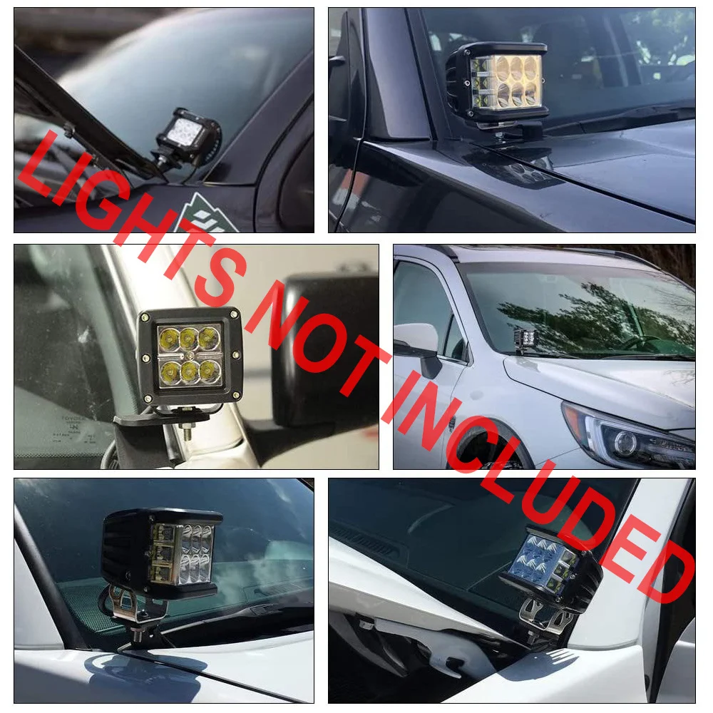 Engine Hood Ditch Light Bracket Cowl Panel LED Pod Work Lamp Mount Holder Clamp For Toyota Tacoma 2005-2015