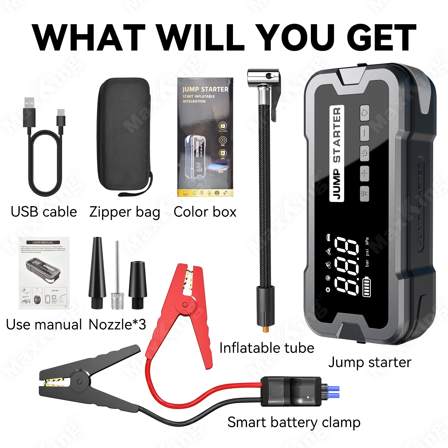 Super Capacity 24000mAh Lithium Jump Starter for Motorcycles with Powerful Air Pump