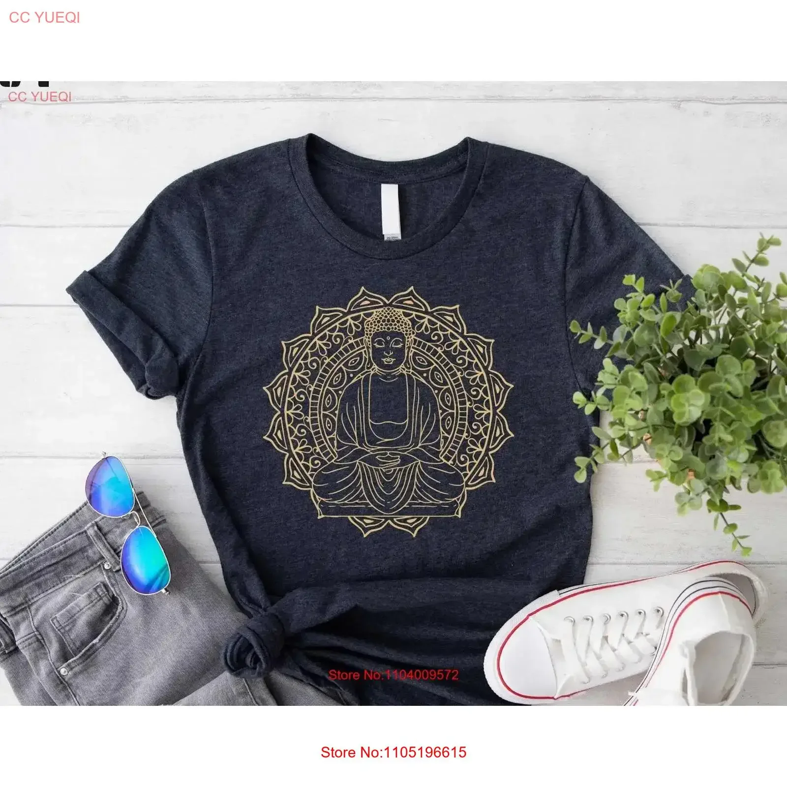 Buddha Yoga T Shirt For Her Buddhism Meditation Buddhist Namaste s Women Friend vintage Washed Casual Unisex Versatile