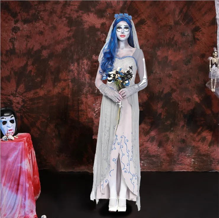 

Halloween New Ghost Bride Role Playing Party Corpse Bride Cosplay Costume Female Horror Vampire Dresses Carnival Dress Up Party