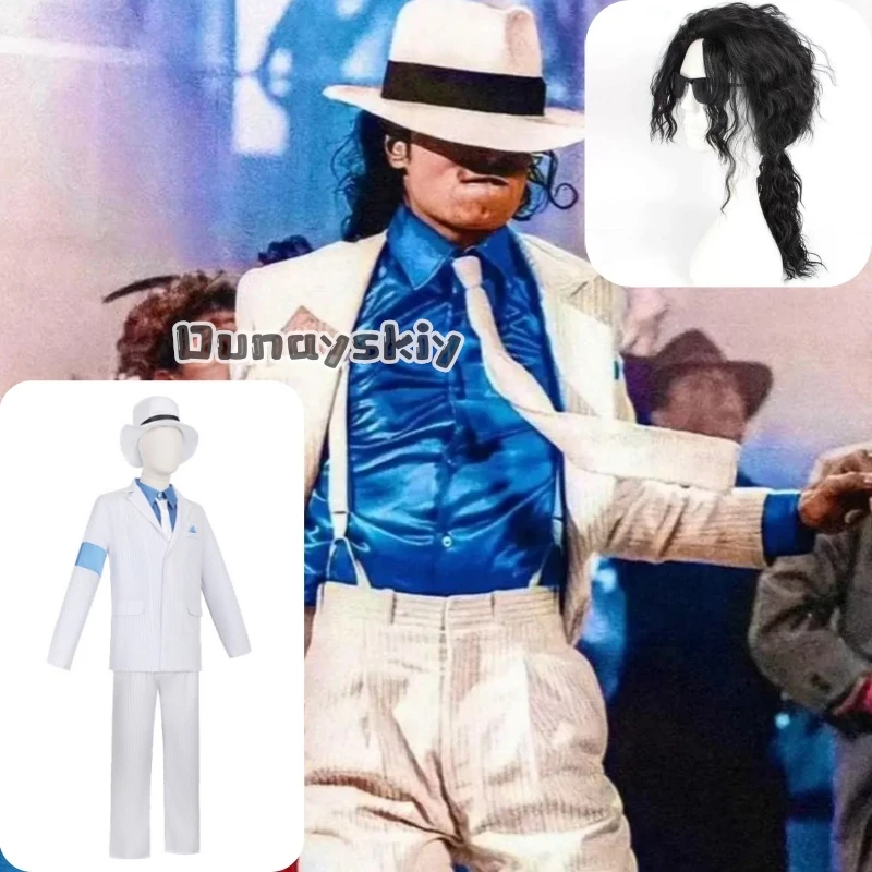 Костюм для косплея Майкла Джексона Smooth Criminal: топ+брюки+рубашка+галстук+шляпа+ремень, для Хэллоуина и карнавала