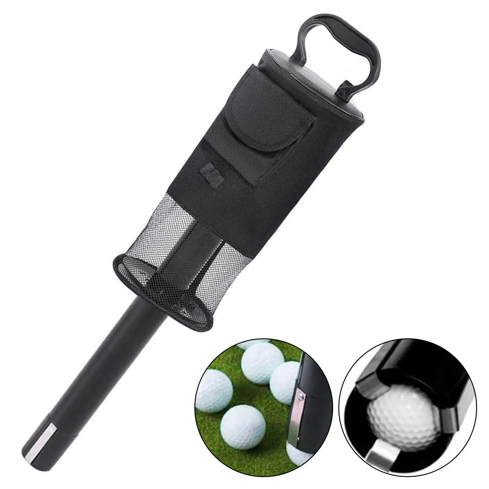 Golf Ball Retriever Portable Hold up to 70 Balls Training Storage Ball Picker Golf Shag Bags with Pocket and Tee Holder