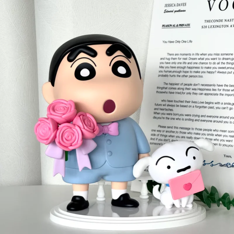 

Фигурка Funism Crayon Shinchan с романтическим букетом роз, статуэтка Широ, настольное украшение, подарок для девушки, для влюбленных пар, для признания в любви