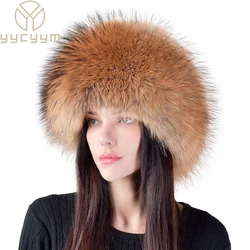 Hot Sale 100% natural Fox Fur Hat Fashion Women Cap Thick Fur Cap Winter Warm Hat Female Fashion For Women Hat With Earmuffs Hat