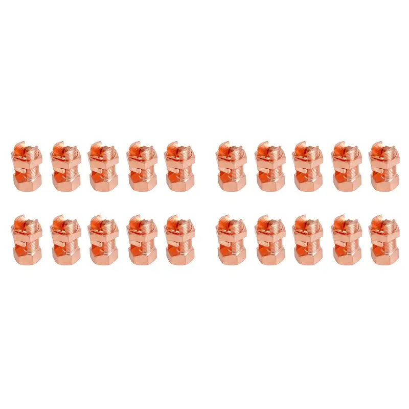 DT39 20Pcs Split Bolt Connector Grounding Split Bolt Connector for Complete Earth on Bare Wires TJ-16 Copper Ground Clamp