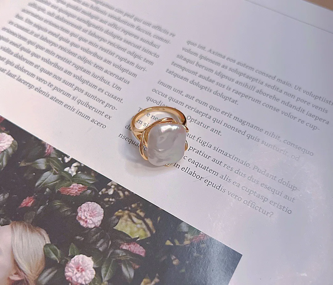 Hot Sell 100% Natural Baroque Freshwater Pearl 14K Gold Filled Female Ring Original Jewelry For Women Gifts No Fade