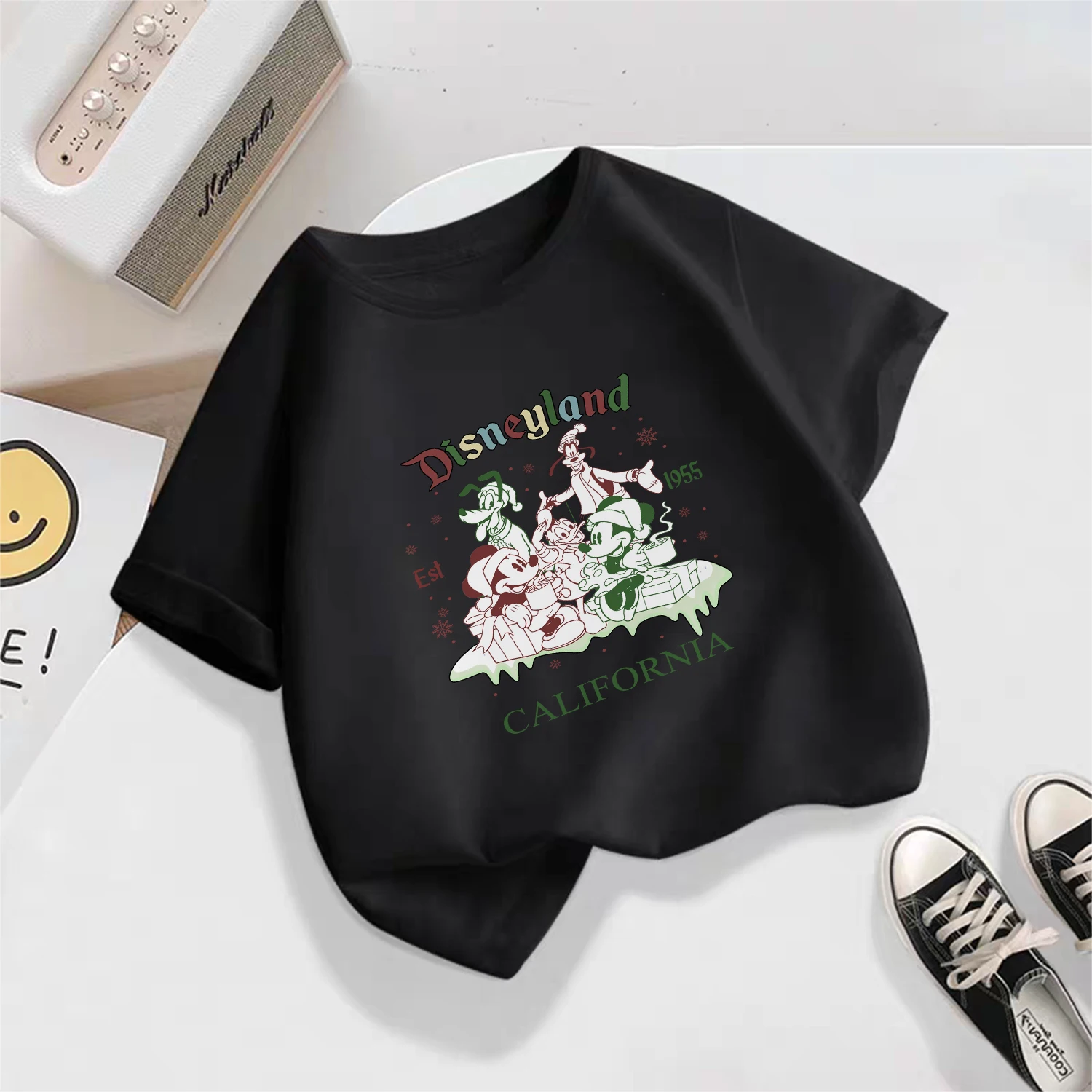 تي شيرت صيفي للأولاد والبنات من القطن الخالص كارتوني ديزني - مريح وغير رسمي بأكمام قصيرة - تي شيرت جديد للأطفال لعام 2026