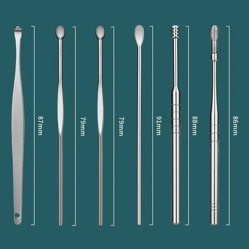 6pcs/set Earpick Sticks Earwax Remover Curette Ear Pick Cleaning Ear Cleanser Spoon Protector Ear Picker Wax Removal Tool