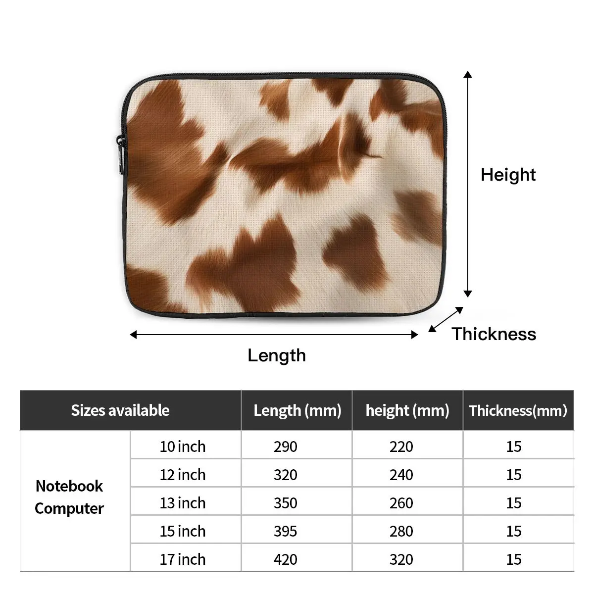 Stylish Cow Fur Cowhide Texture Cow Skin Print Patter Notebook Laptop Bag  For Macbook Air Pro Tablet Shockproof Case Bag