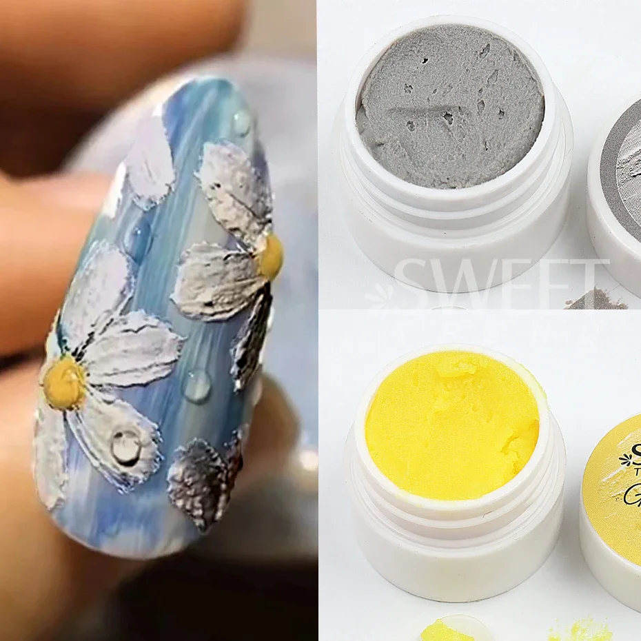 2 قطعة 5D الاكريليك محفورة الرسم هلام طلاء الأظافر الجص تأثير DIY تنقش مانيكير هلام ديكور لا حاجة معطف فوقي الجص الغراء