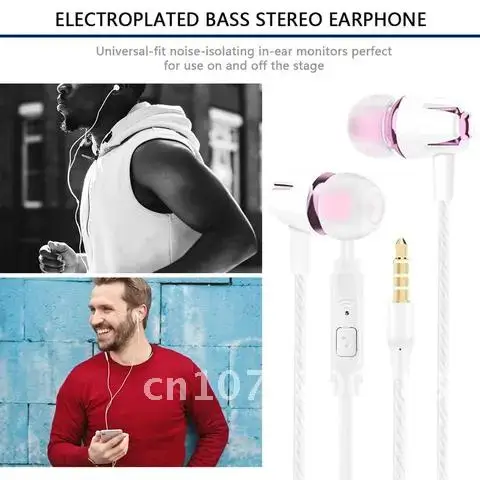 Stereo Bass Electroplating In-ear Earphone with Mic Handsfree Call Phone Headset for Android Ios 3.5mm Wired Earphone