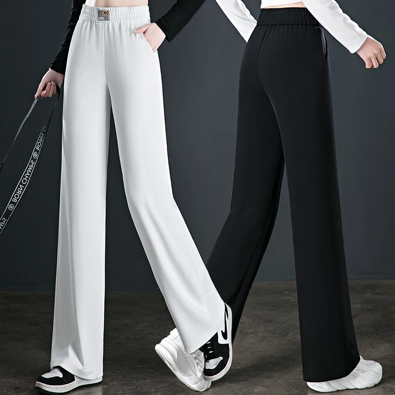 High-Quality Chiffon High Waist Wide Leg Pants Spring/Summer High Waist Drop Thin Pants 2023 New Casual Versatile Floor Towers