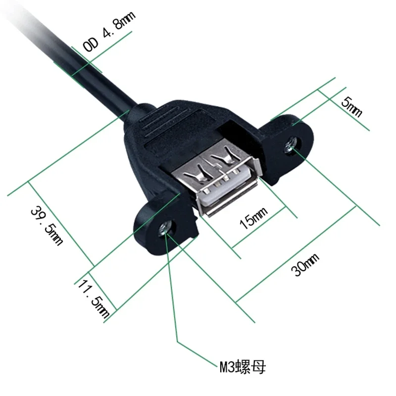 

Mini USB Male to USB 2.0 Female Extension Cable With Panel Mount Screw Hole Lock Connector Adapter Connector for Computer 30cm
