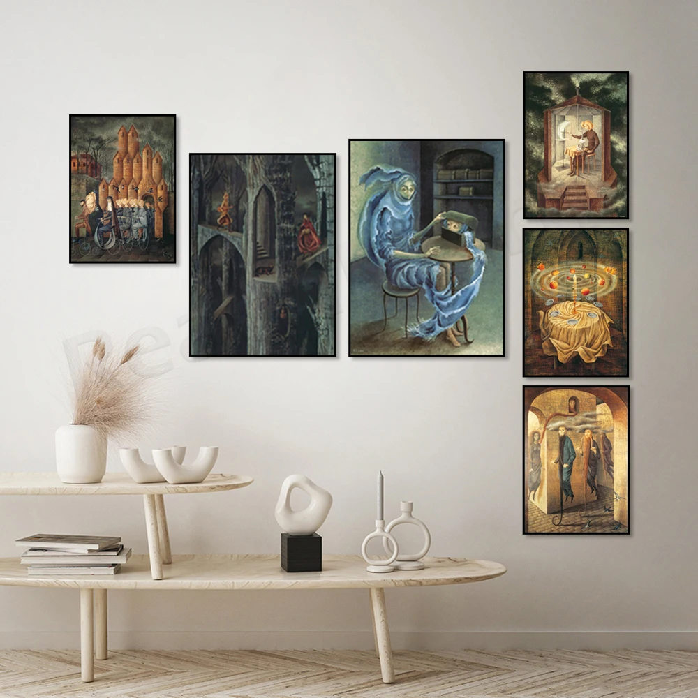 Remedios Varo Print, Magic Flight, Plant Building, Character, Harmony Canvas Wall Art Poster Home Decor Housewarming Gift