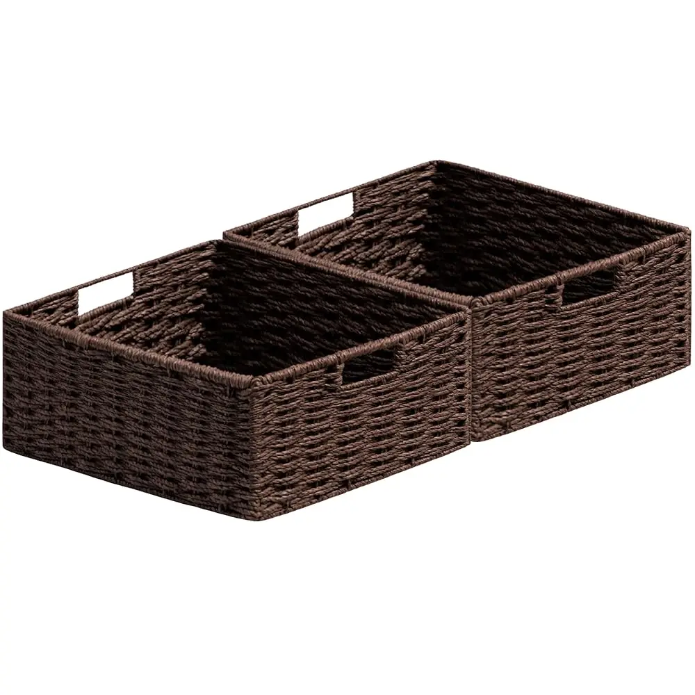 

Плетеные корзины для хранения на полках, корзины ручной работы для организации пространства и домашнего декора, складные прямоугольные контейнеры с...