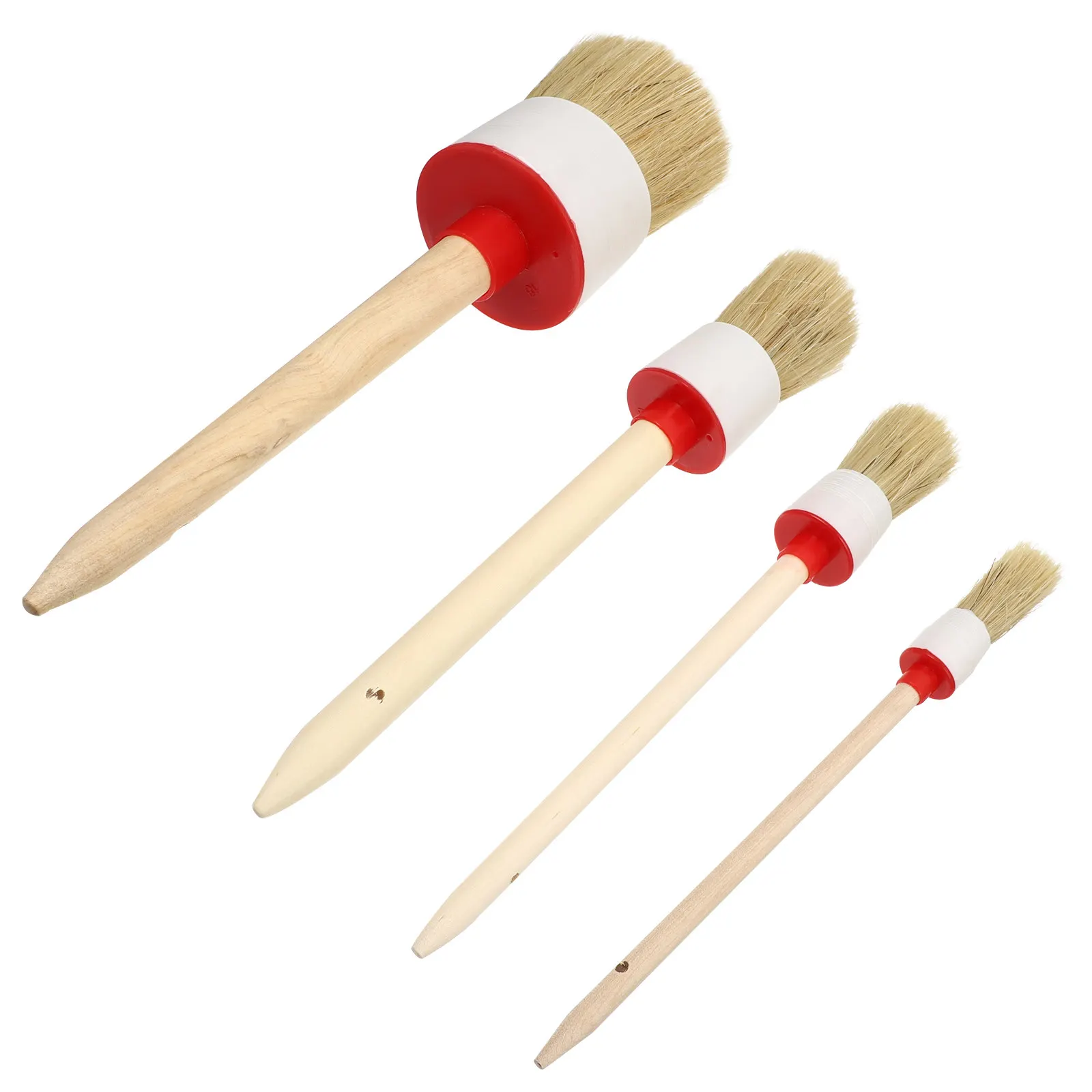 4pcs Paint Brush Set Round Bristle Wood Handle For Varnish Oil Glue Painting Durable Bristle Brushes Home Art Household Cleaning