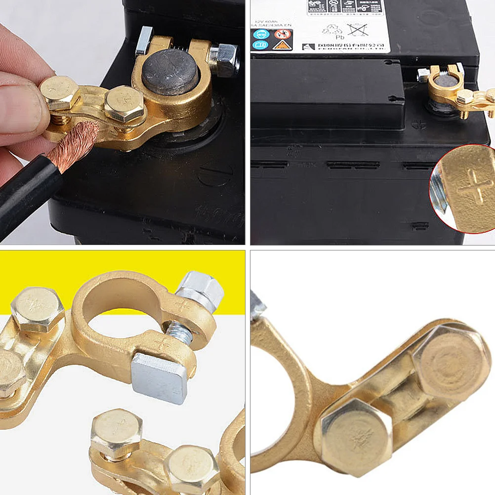 

1Pair Terminal Connector Sets Brass Heavy Pole Clamps Suitable Standard Car Batteries Durable