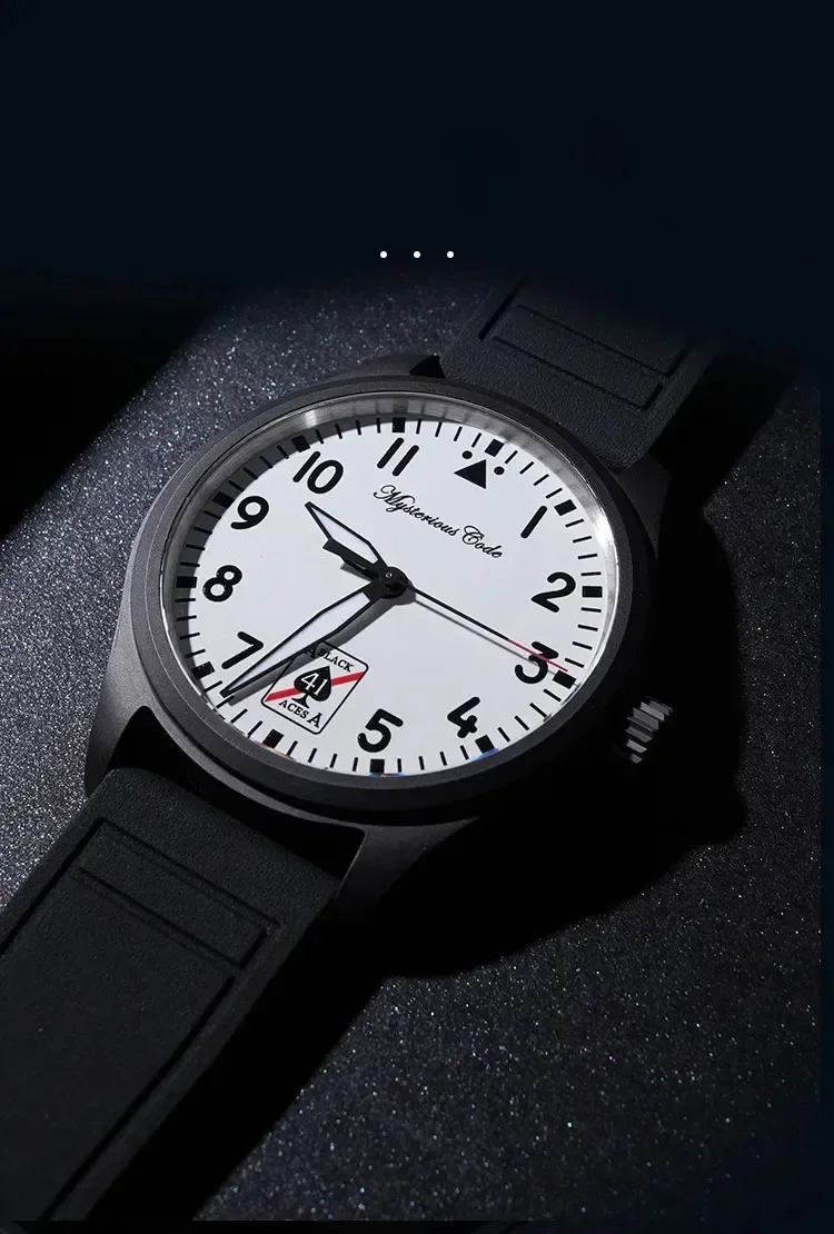 Mysterious Code Watch For  Men Ceramic Pilot SW200 Movement Automatic Mechanical Sapphire Glass Rubber Strap Super Luminous