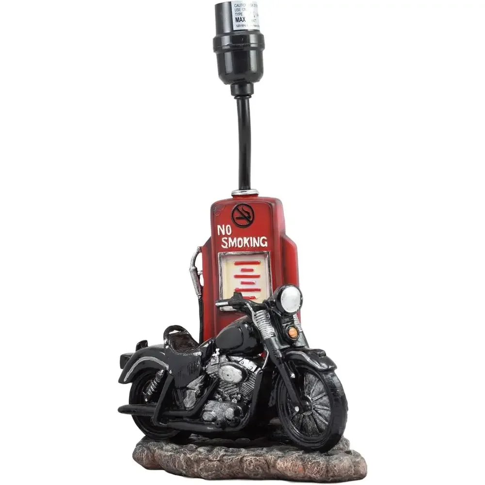 Vintage Retro Black Motorcycle Gas Pump Desk Lamp with Shade, 19 Tall, Route 66 Themed Home Decor Lighting view 6