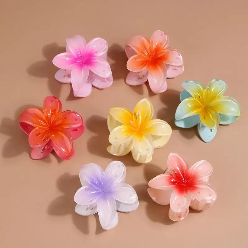 Pinza de garra de flores hawaianas, pinzas de acrílico para el cabello, horquillas dulces para la playa, accesorios para el cabello