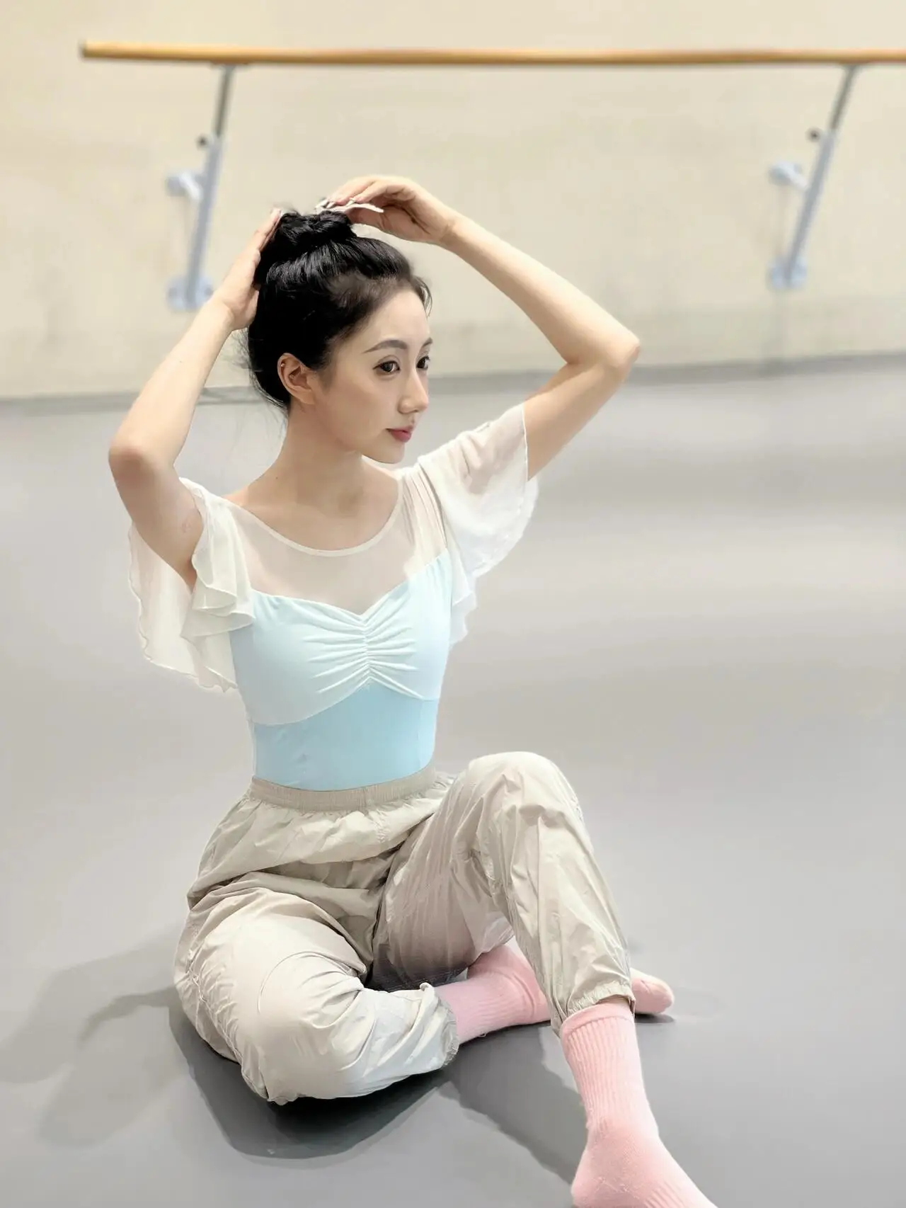 Ballet dance training costume, all-in-one gymnastics basic training figure-wearing costume, adult style with small flared sleeve