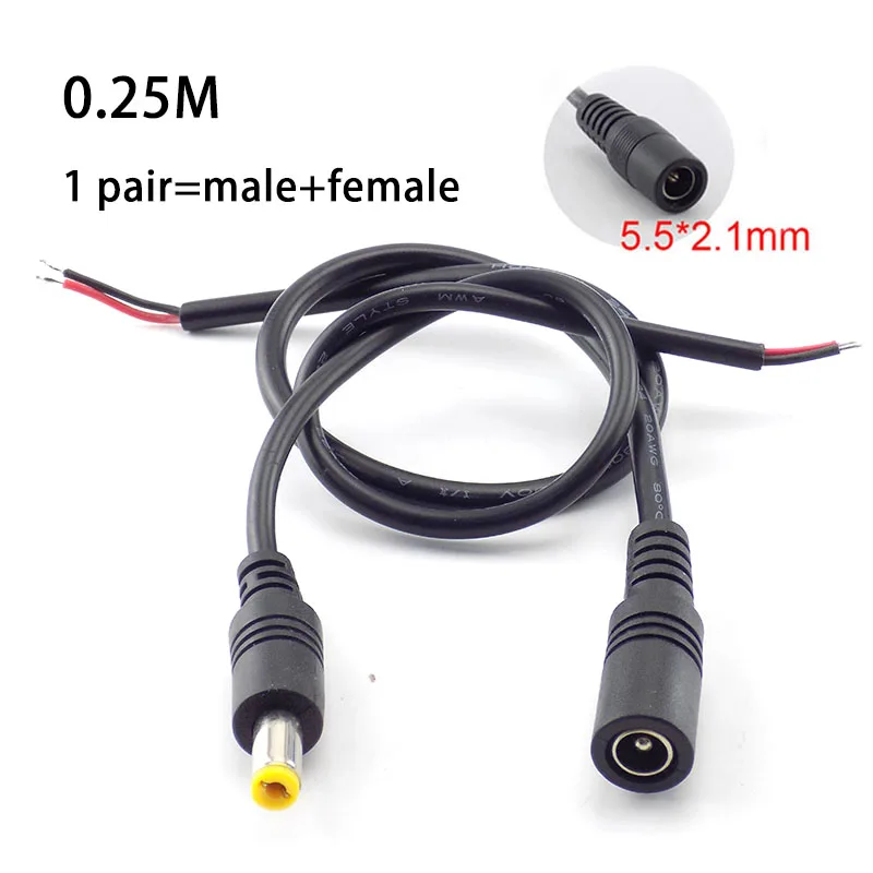22AWG DC 12V 5.5*2.1mm Power Cable Extension Male Female Connector Power Supply Adapter For CCTV Camera LED Strip Light D6