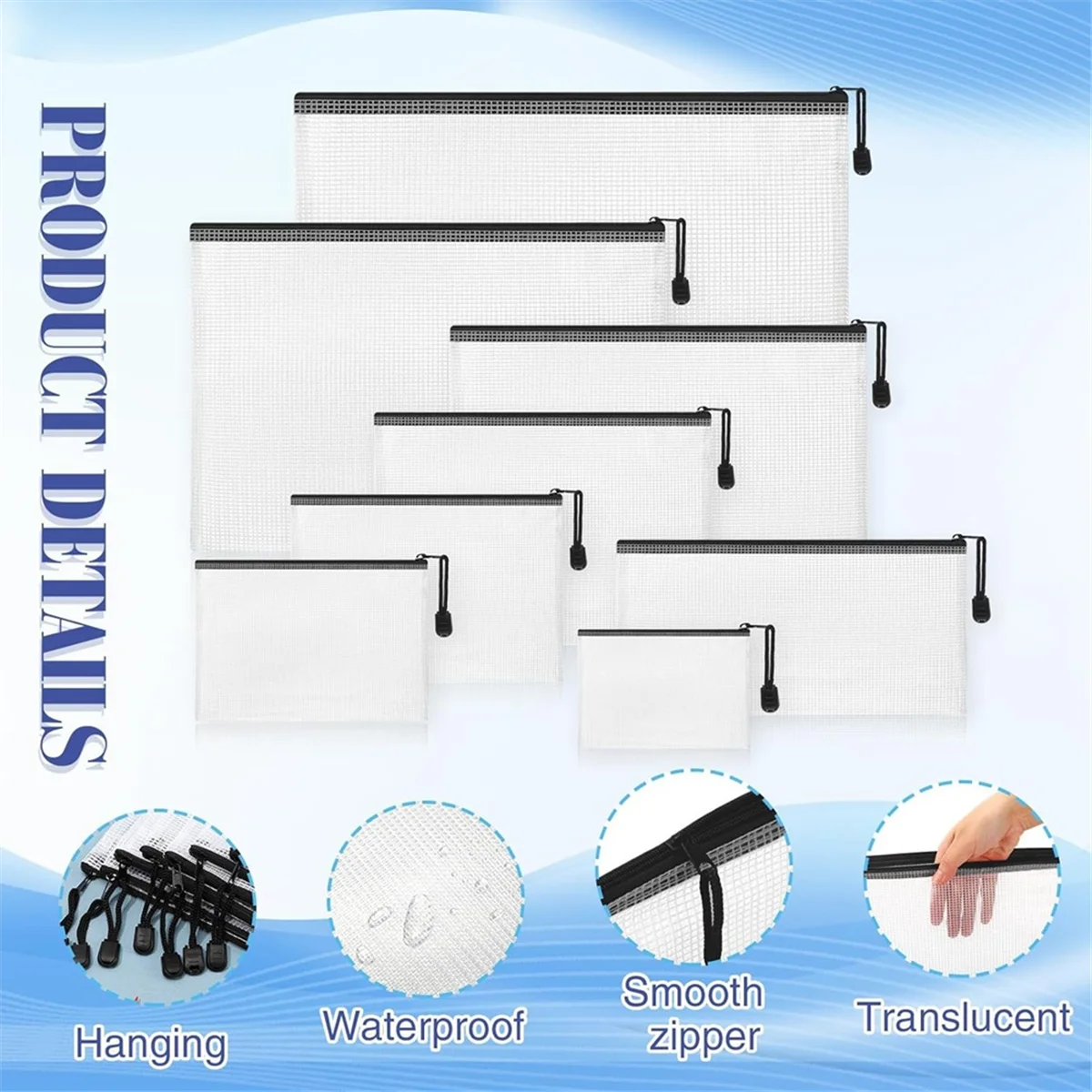 30 шт., сетчатые водонепроницаемые полупрозрачные мешки на молнии для хранения игрушек