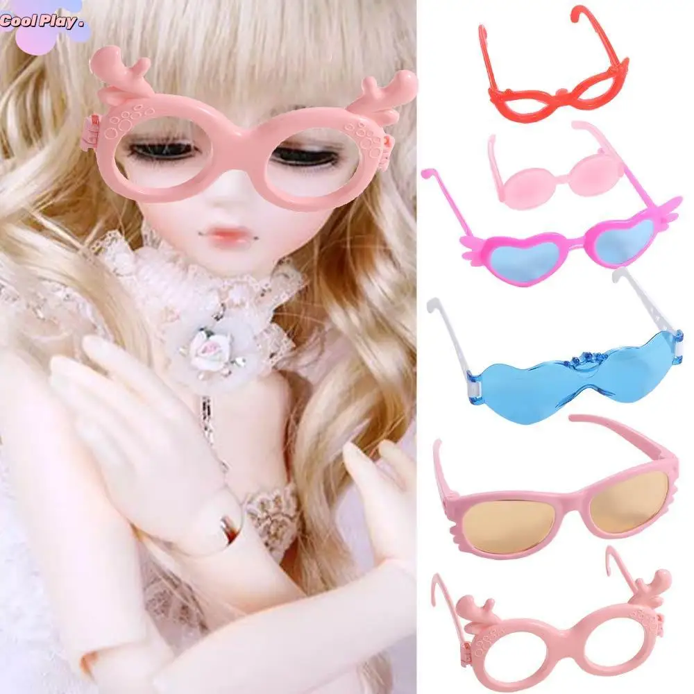 

2pcs/set Doll Sunglass Retro Cool Doll Glasses Multicolor Fashion Styles Mini Plastic Heart Glasses Retro Round Frame