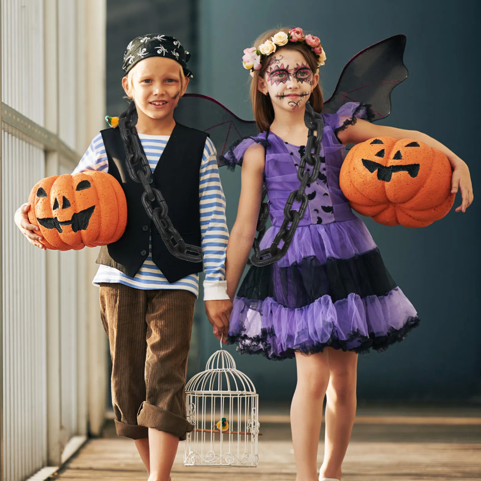 

Halloween Fake Chain Decoration Plastic Halloween Party Chain Prop Lightweight Realistic Cosplay Prank Decor Accessory
