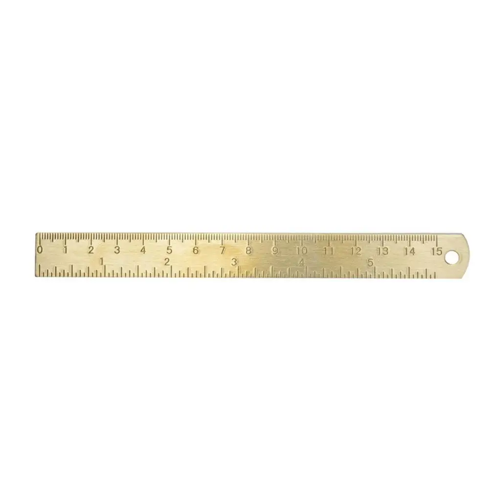 2Pcs 15cm Brass Rulers High Accuracy Double Scale Straight Vintage School Office Use Storage
