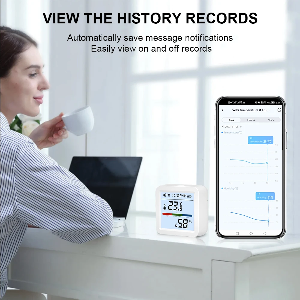 Tuya-Sensor de temperatura y humedad WIFI o Zigbee, higrómetro, termómetro, retroiluminación inteligente para el hogar, compatible con Alexa y Google