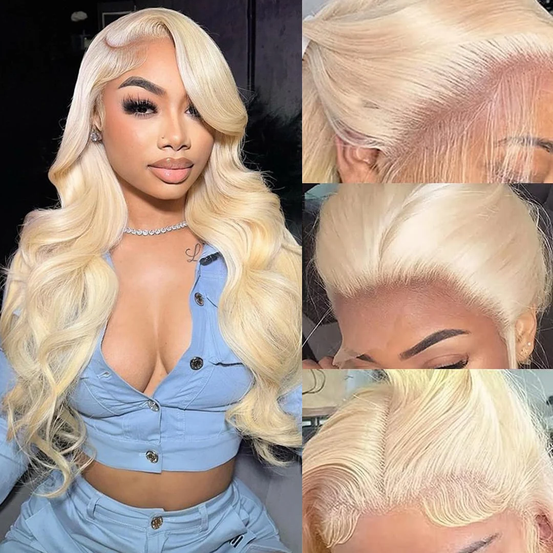 13x6 HD Lace Frontal Wig Human Hair Pre Plucked 200 250 Density Body Wave 613 Human Hair Wigs 40 Inch 360 Honey Blonde Lace Wig