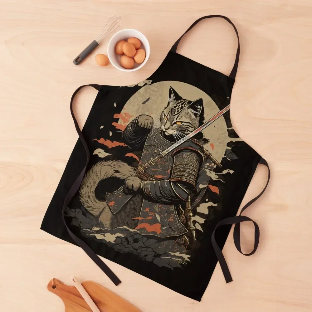 

*The Magnificence of Samurai Cat: A Striking Japanese Illustration* Apron kitchen utensil christmas 2025 Apron