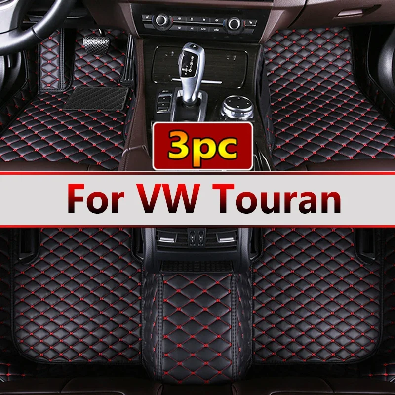 Custom Automotive Car Floor Mats For VW Touran 2008 2009 2010 2011 2012 Auto Luxury Leather Men Women Car Mats Full Coverage