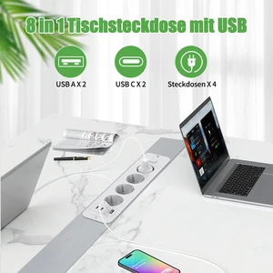 I KR-Tomadas eingebaute Stromversand, PD20W, eingebaute Outlet, 4 Sockets, 4 USB, Tisch, Desktop-Erweiterung, versteckte Möbel Hauptverkaufstabelle Hauptverkaufstabelle - №3