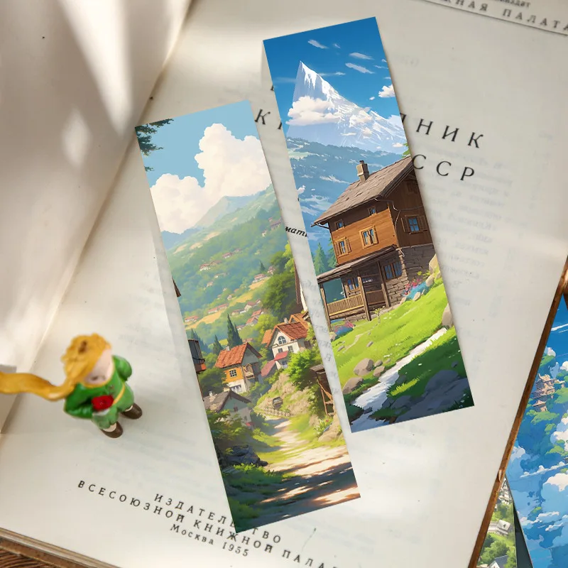 30-Pack Manga Style Bookmarks Romantic Scenery High-Appeal DIY Decorative Student Reading Tracker Bookmarks for Journaling