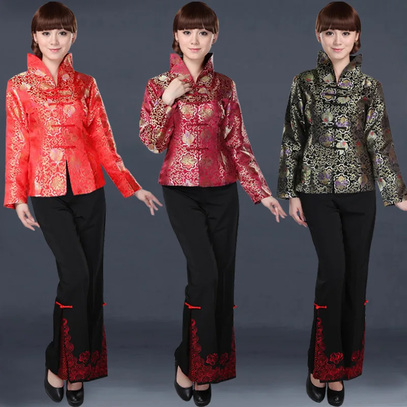 

Plus Size Chinese Style Traditional Clothing Tang Suit Jacket Women Long Sleeve Brocade Coat Shirt Retro Ethnic Clothes Blouse