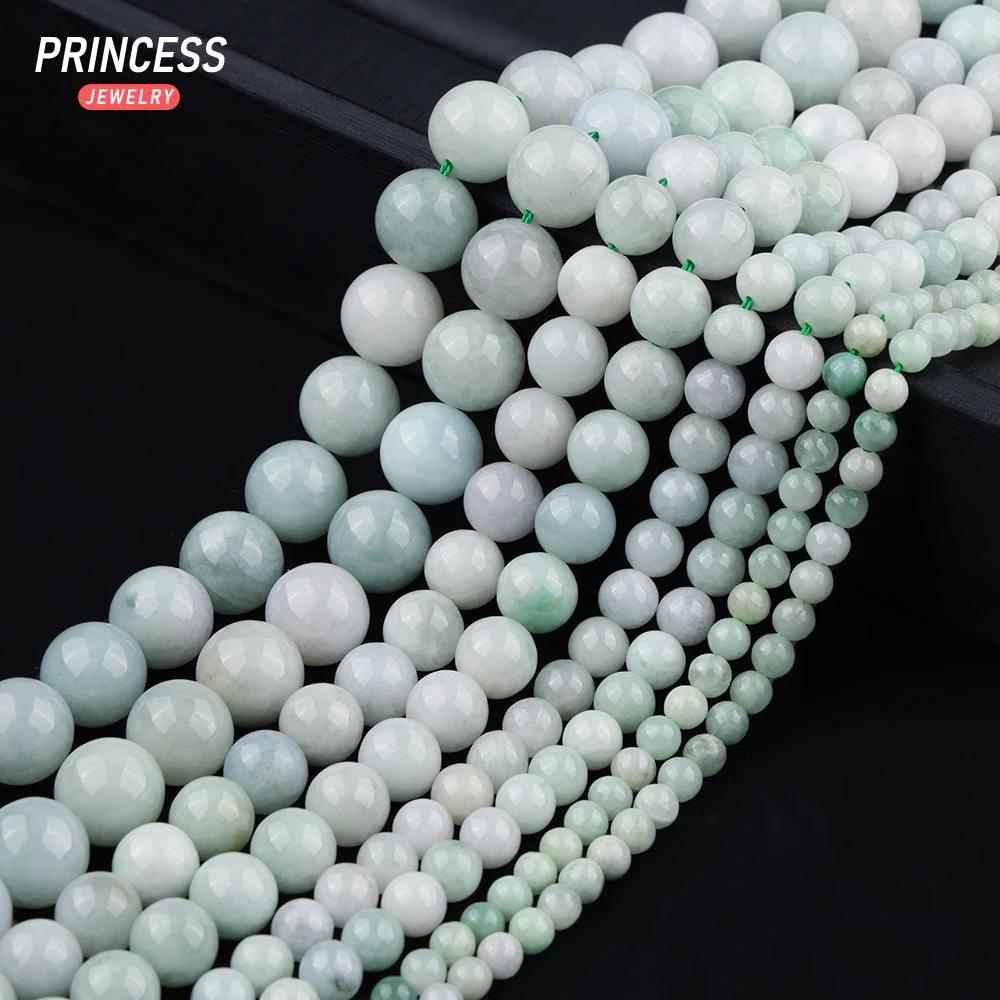 

A+ Natural Myanmar Jadeite Burma Jade 4-10mm Loose Beads for Jewelry Making Bracelet Wholesale Spacer Stone Beads DIY Accessori